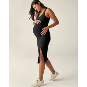 BEYOND YOGA Spacedye Inspire Maternity Midi Dress in Darkest Night Size Medium